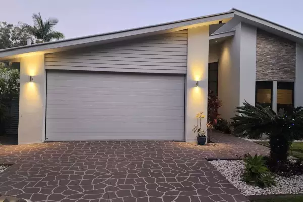 Seville Panelift Sectional Double Garage Door in Surfmist colorbond colour