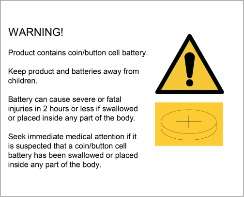 Coin cell battery warning